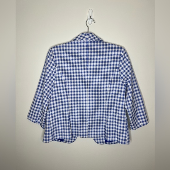 ISSAC Mizrahi Women's Coat Check Blazer Size 12 Blue - Picture 4 of 6